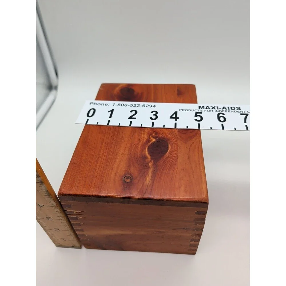Vintage Cedar Wooden Hinged Recipe Index File Trinket Box